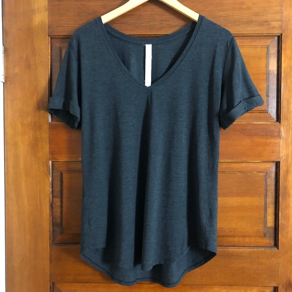 lululemon athletica Tops - Lululemon | Love Tee V Neck Gray Rolled Sleeves 8